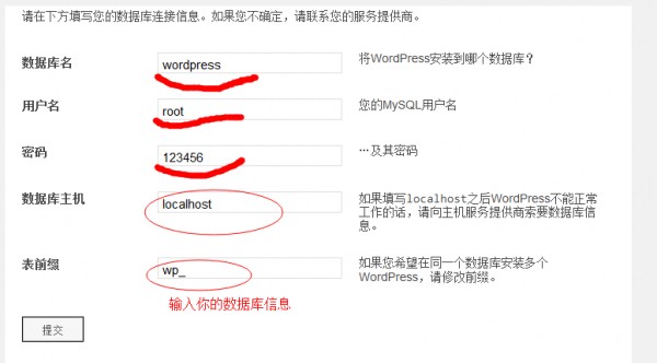 輸入數據庫信息